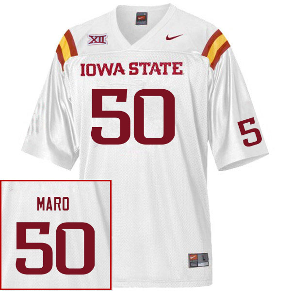 Men #50 Tyler Maro Iowa State Cyclones College Football Jerseys Sale-White